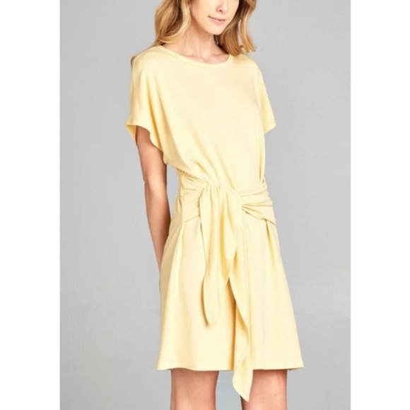 Yellow Wrap Shirt Dress - Picture 1 of 5